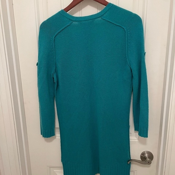 BCBGMAXAZRIA Womens Teal V-Neck Sweater women S Dress, Pockets 70% Wool 30% Yak - Picture 9 of 12